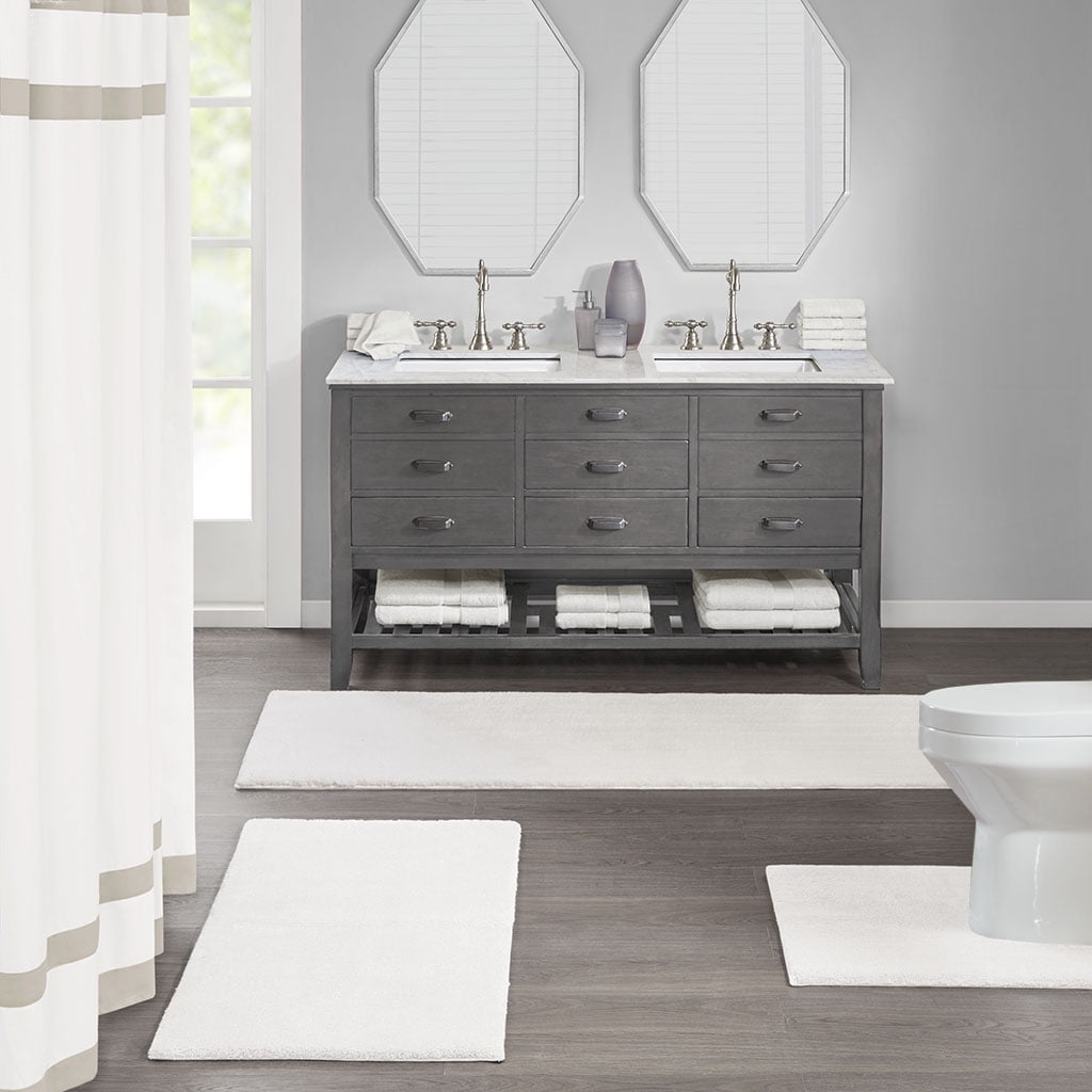 MAYEERTY Soft Polyester Bath Runner Rug, 20" x 24", Ivory