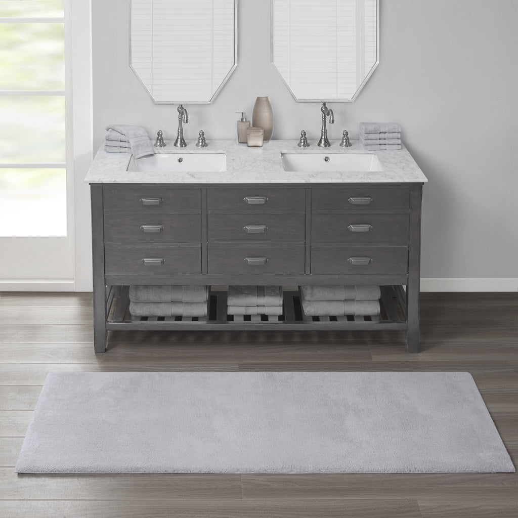 MAYEERTY Soft Polyester Bath Runner Rug, 24" x 72", Grey