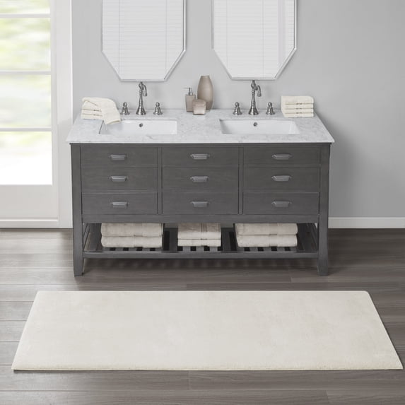 MAYEERTY Soft Polyester Bath Runner Rug, 24" x 72", Ivory