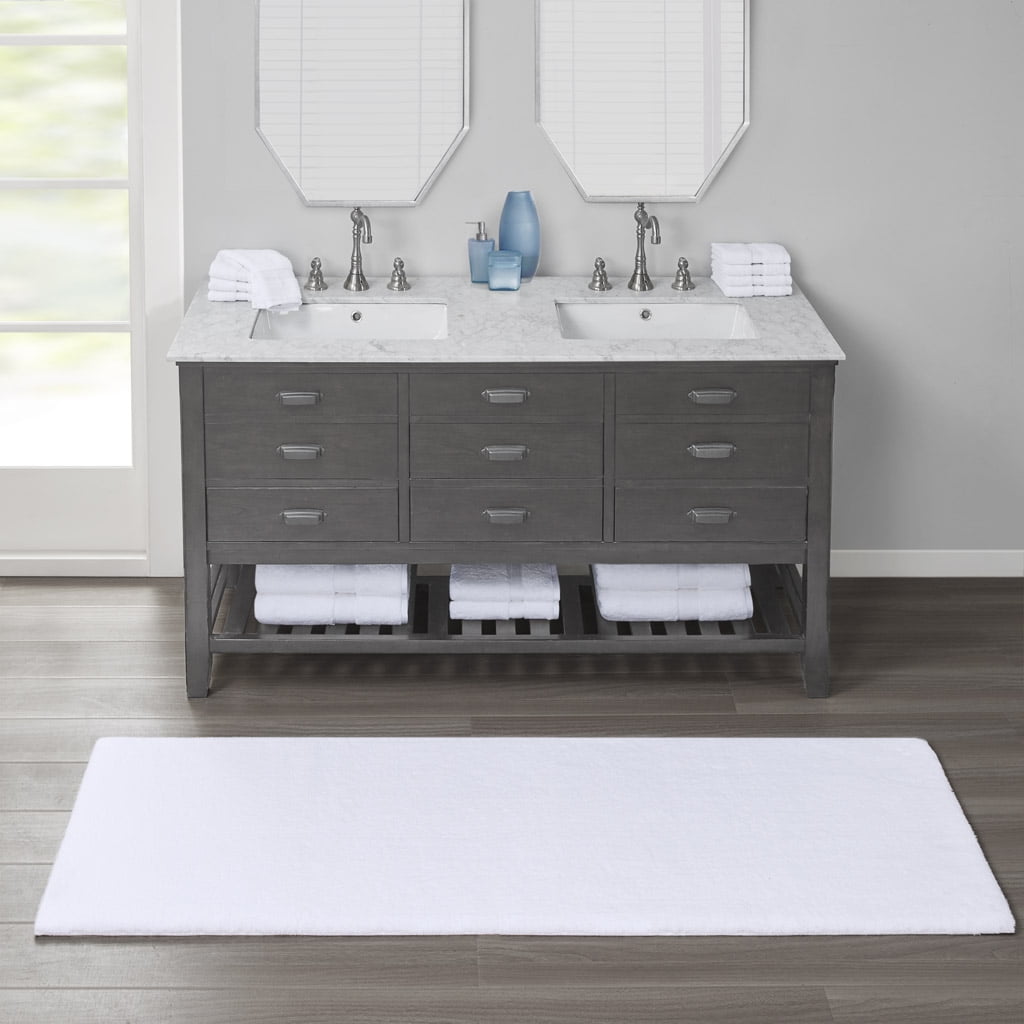 MAYEERTY Soft Polyester Bath Runner Rug, 24" x 72", White