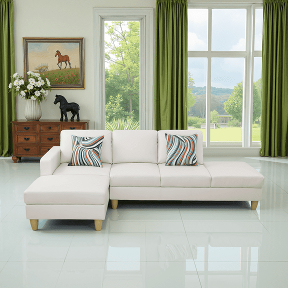 MAYEERTY Superior White Semi-PU Modern Adult Couch - Living Room Sofa Set