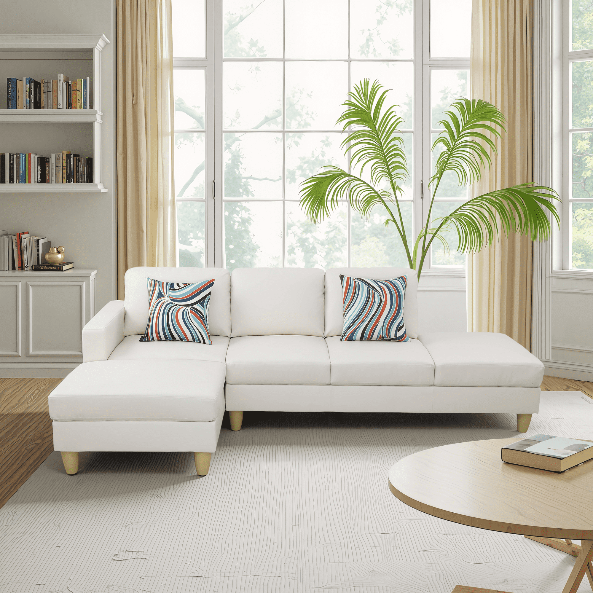 MAYEERTY Superior White Semi-PU Modern Adult Couch - Living Room Sofa Set