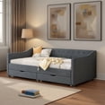 thumbnail image 1 of MAYEERTY Twin Size Upholstered Tufted Sofa Bed with Drawers, Dark Grey, 1 of 8