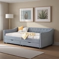 thumbnail image 1 of MAYEERTY Twin Size Upholstered Tufted Sofa Bed with Drawers, Light Grey, 1 of 9