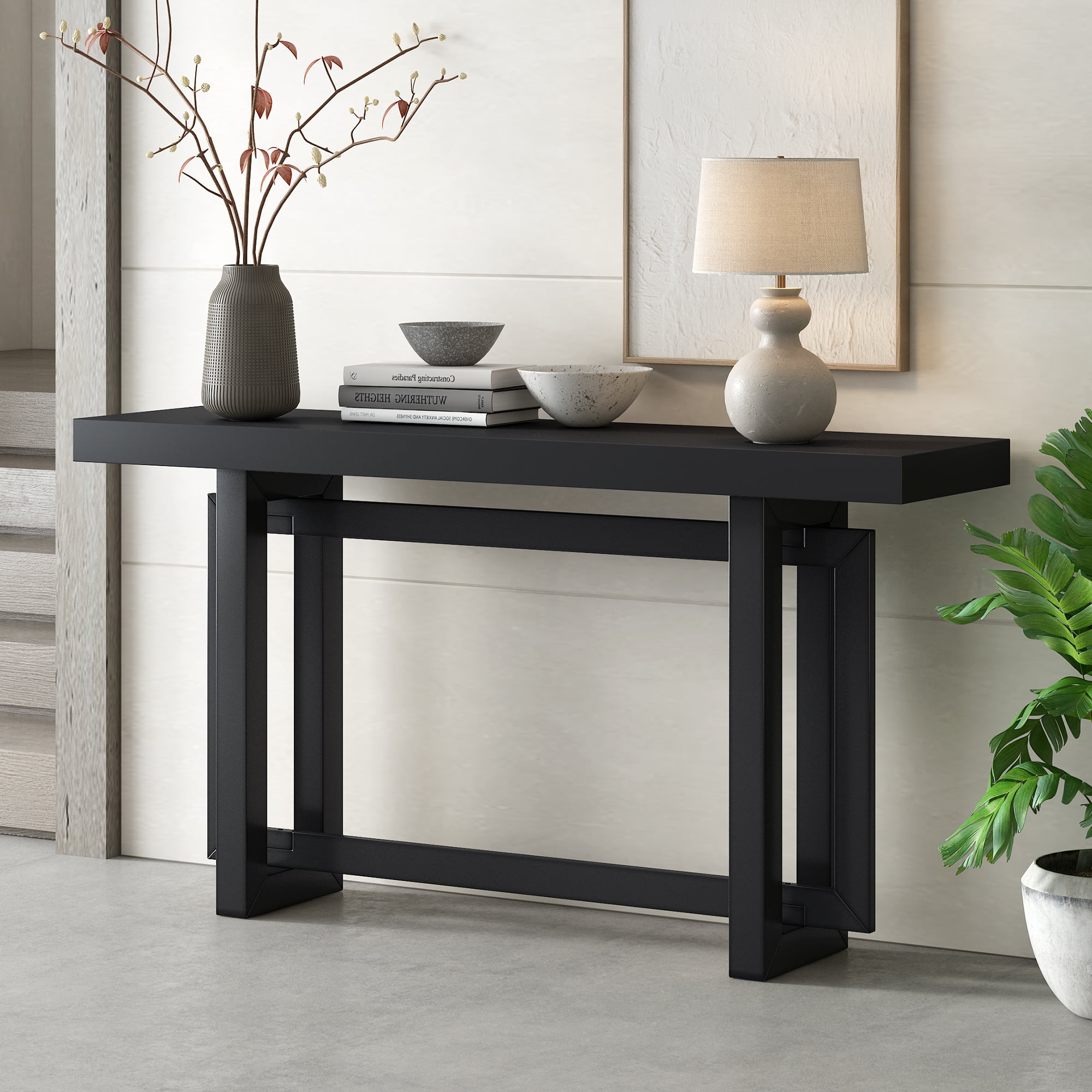 Dovelina U_STYLE Contemporary Console Table with Wood Top, Extra Long