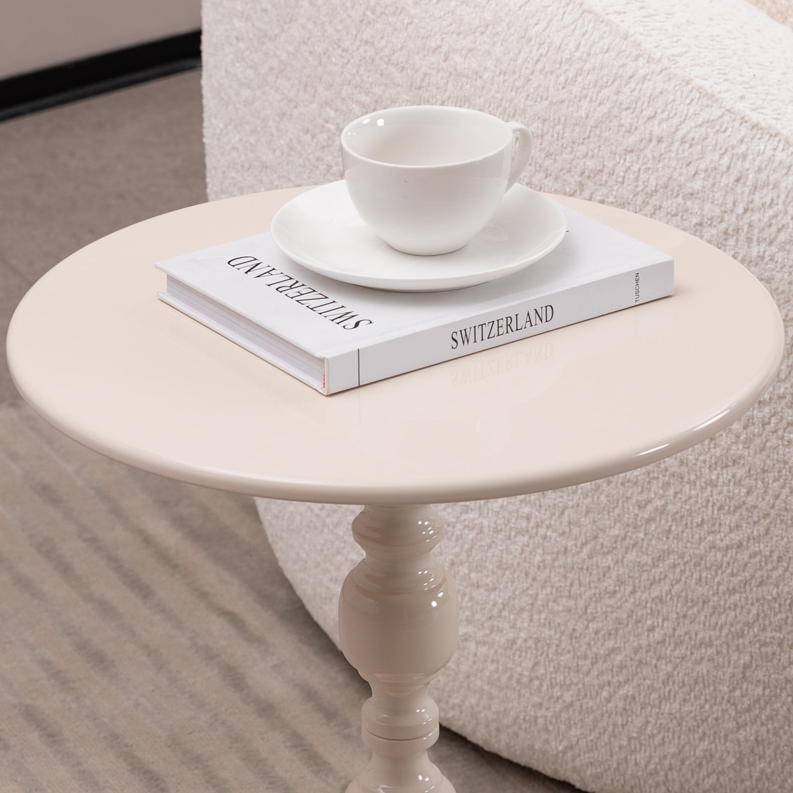 MAYEERTY Vintage Metal Coffee Table End Table, Round Side Table for Sofa Bedside Nightstand, Accent Table Decorative Small Space Living Room Bedroom
