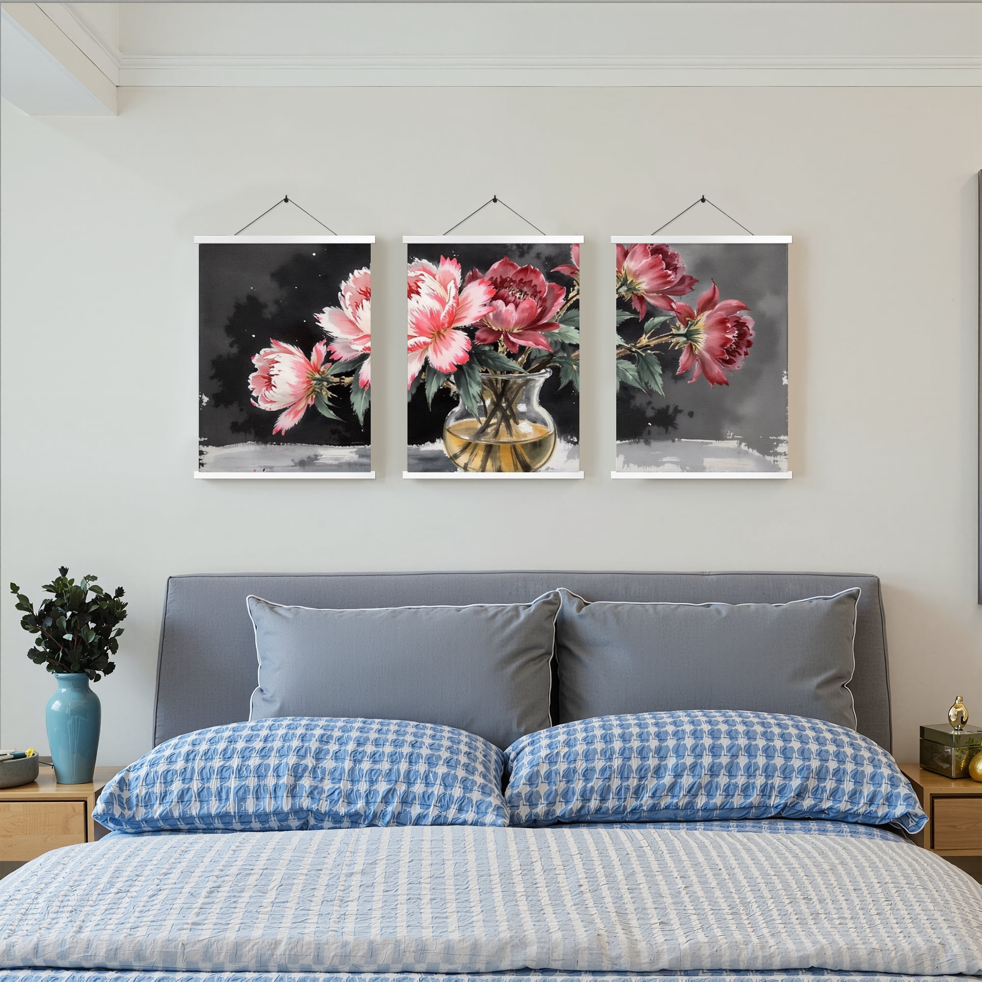 MAYEERTY Modern Abstract Wall Art Painting, Living Room Decor, White Hanging Rod Frame, 15.7"x11.8"
