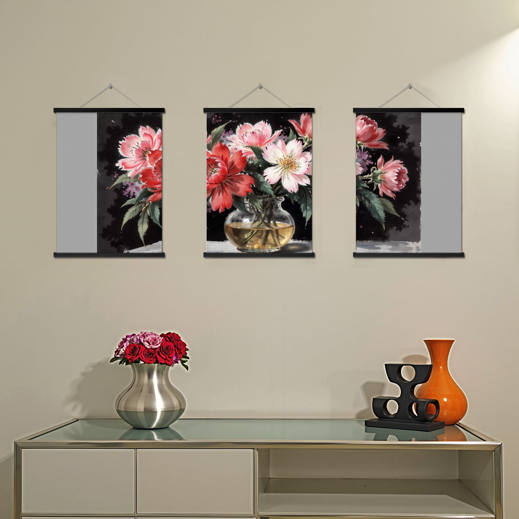 MAYEERTY Modern Abstract Wall Art Painting, Living Room Decor, Black Hanging Rod Frame, 15.7"x11.8"