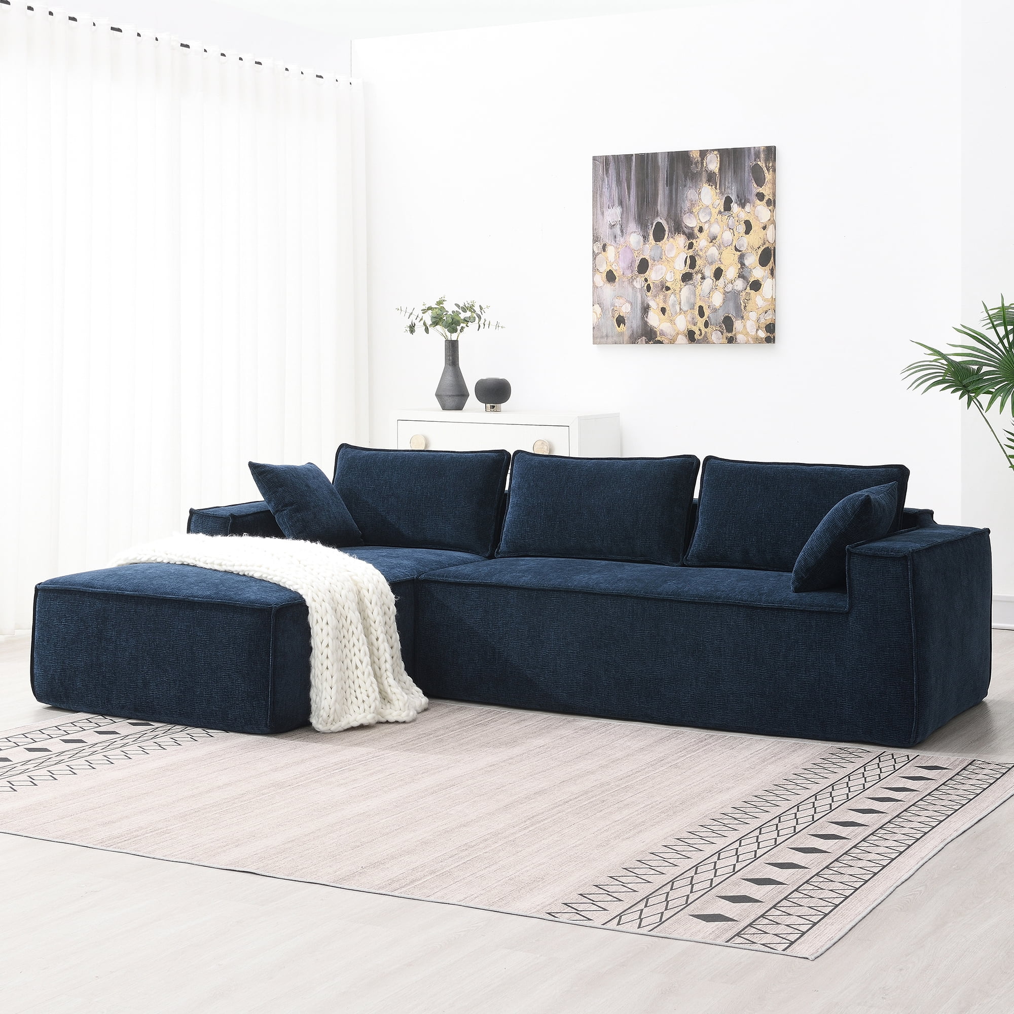MAYEERTY 111.5x72" Minimalist Modular Sectional Sofa - Wrinkle-Resistant Chenille L-Shaped Couch, 2PC Free Combination No Assembly, 3 Colors