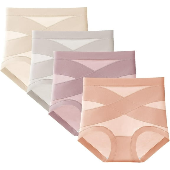 Doveloom Leakproof Tummy Control Panties, Ultimate Comfort Shaping Panties, High Waisted Underwear,Seamless Cotton Briefs(4pcs c,XL)