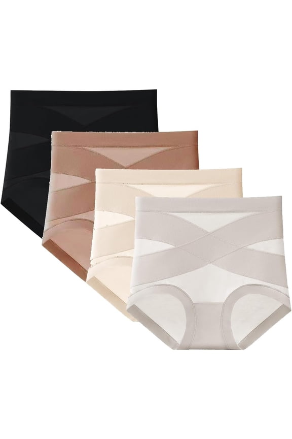 Doveloom Leakproof Tummy Control Panties, Ultimate Comfort Shaping Panties, High Waisted Underwear,Seamless Cotton Briefs(4pcs g,XL)