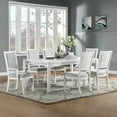 thumbnail image 1 of Dover 60-78-96" Rectangle Expandable Dining Table Set w Armchairs in White Wood, 1 of 7