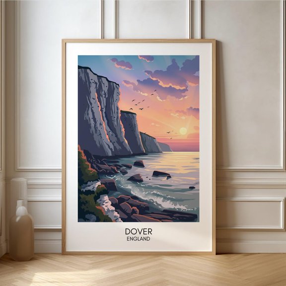 Dover Cliffs Great Britain England Travel Nature Travel Retro Accent Travel Wall Decor Unframed Paper Print