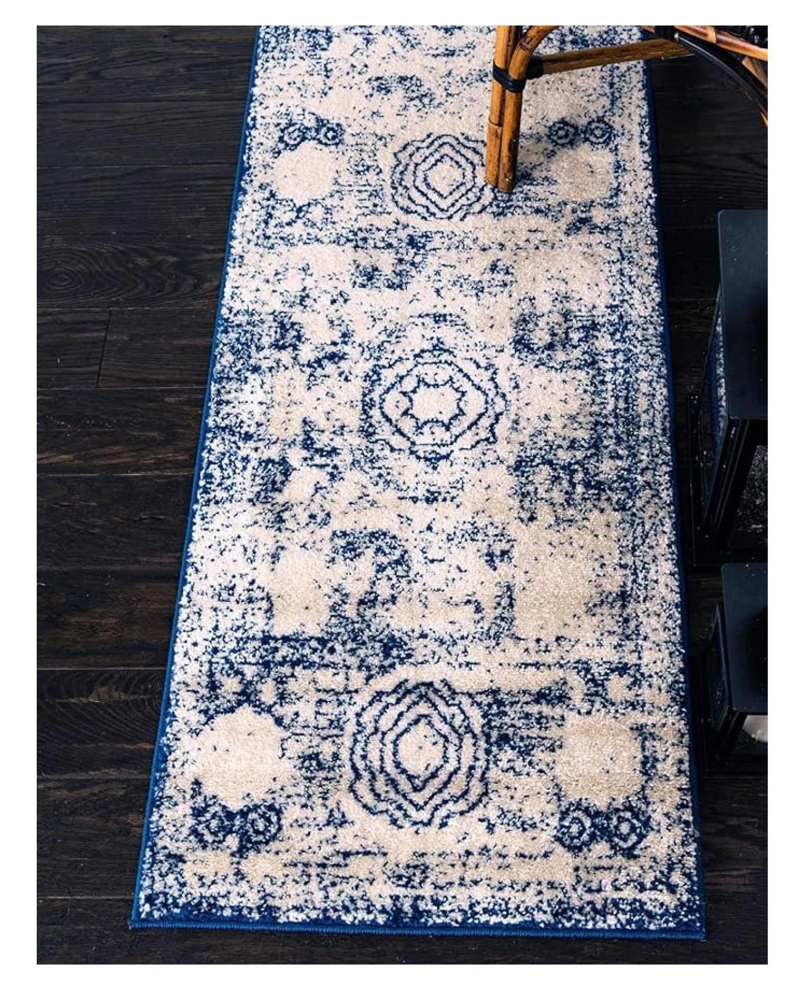 Dover Collection Rug – 6 Ft Runner Navy Blue Low-Pile Rug Perfect for ...