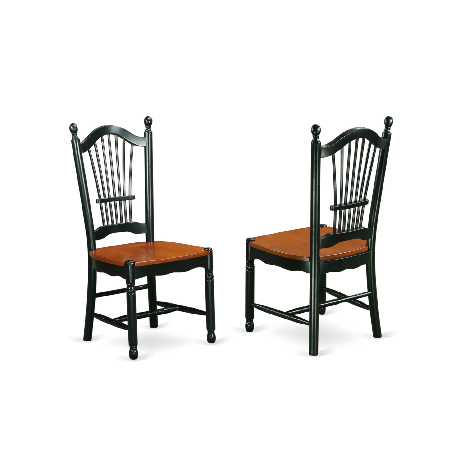 Black Cherry High-Back Solid Wood Dining Chairs (Set of 2)