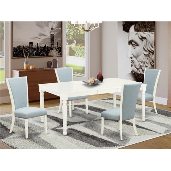 Dover Dining Set - Linen White & Baby Blue, Set of 4