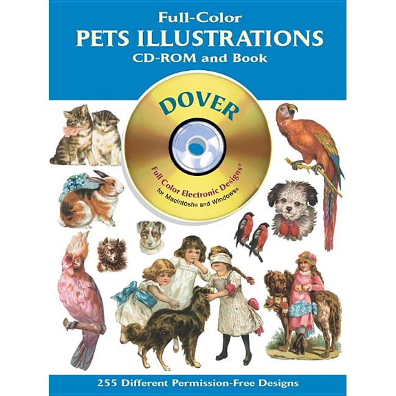 Pre-Owned Dover Electronic Clip Art: Full-Color Pets Illustrations CD-ROM and Book (Paperback)