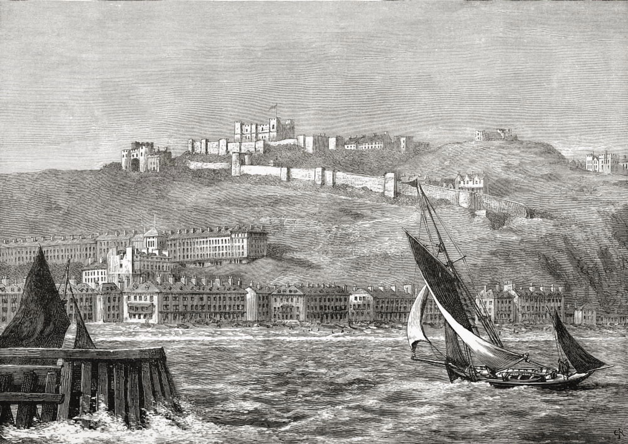 Dover Kent South East England Seen From The Sea In The Late 19Th Century From Our Own Country Published 1898 Canvas Art - Ken Welsh Design Pics (17 x 12)
