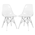 thumbnail image 1 of LeisureMod Cresco Molded Dining Side Chair - Acrylic Base Modern Accent Chair, Kitchen and Dining Stool, Set of 2, 1 of 8