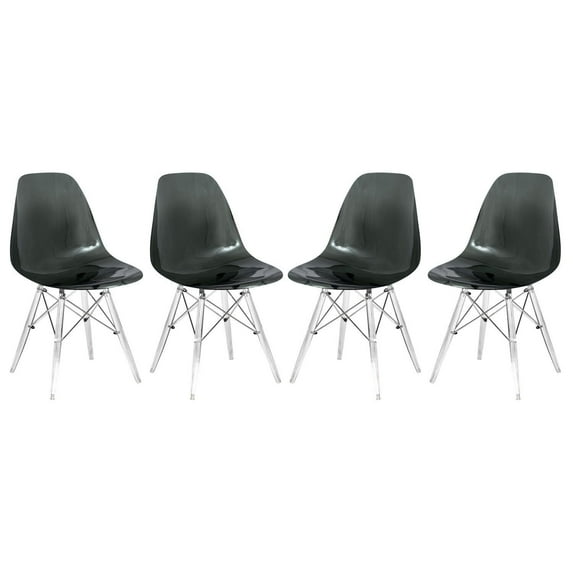 Dover Molded Side Chair with Acrylic Base, Set of 4 - Transparent Black