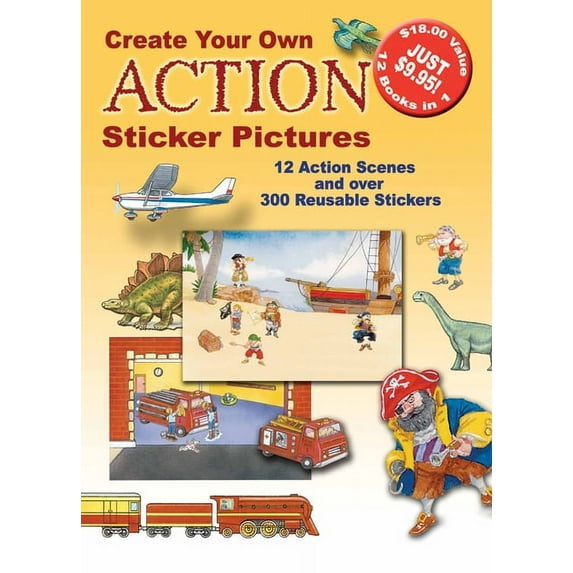 Dover Sticker Books Create Your Own Action Sticker Pictures: 12 Scenes and Over 300 Reusable Stickers, (Paperback)