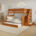 thumbnail image 1 of Dover Twin over Full Wood Staircase Bunk Bed w/ Drawer & Trundle in Light Toffee, 1 of 10