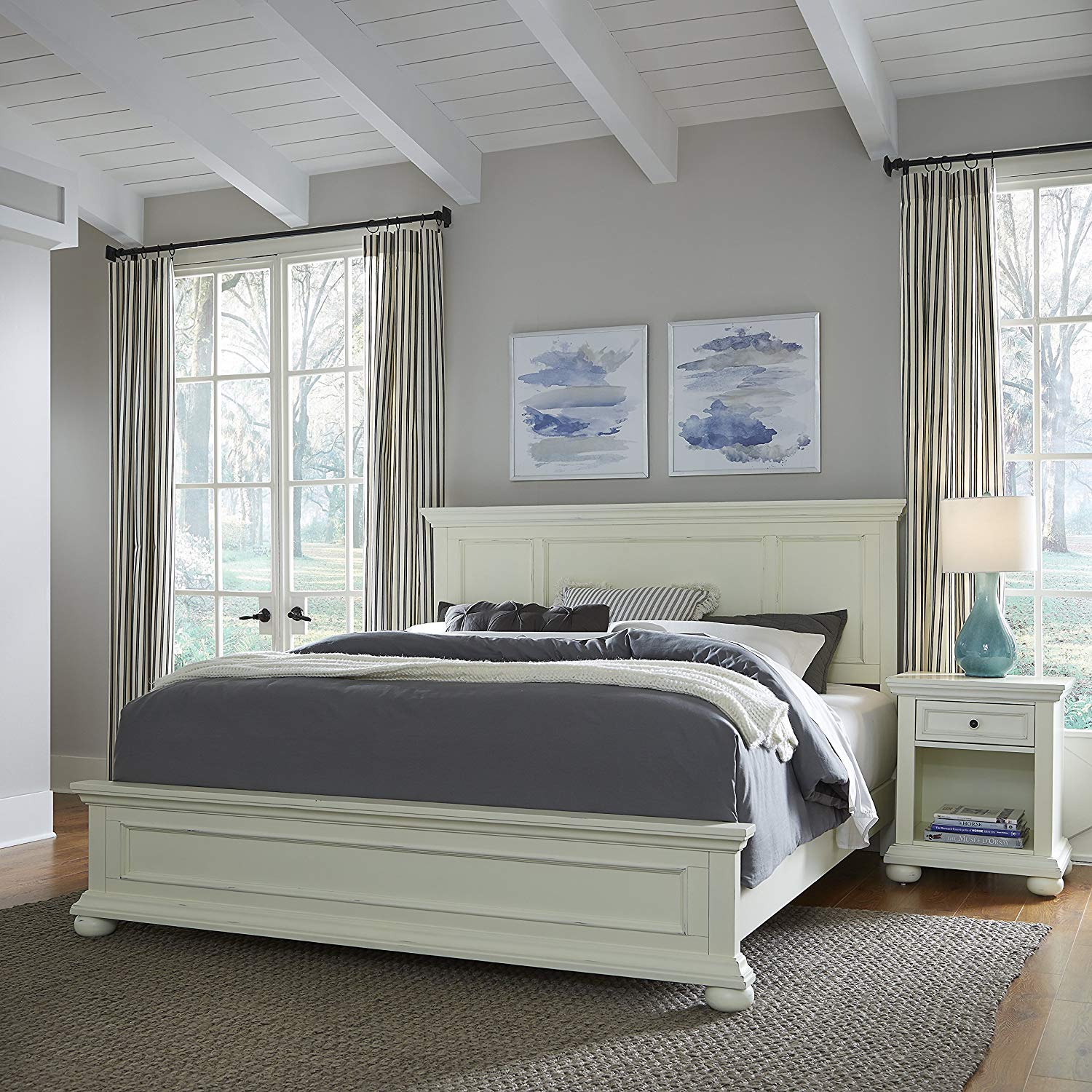 Dover White King Bed & Night Stand - image 1 of 7