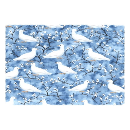 Doves Pattern 12x18in Heat-Resistant Non-Slip Place Mat, Durable and Wrinkle-Resistant