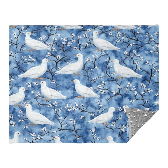 Doves Pattern 70x55in Flannel Throw Blanket, Double Sided, Soft and Cozy, Glow in the Dark