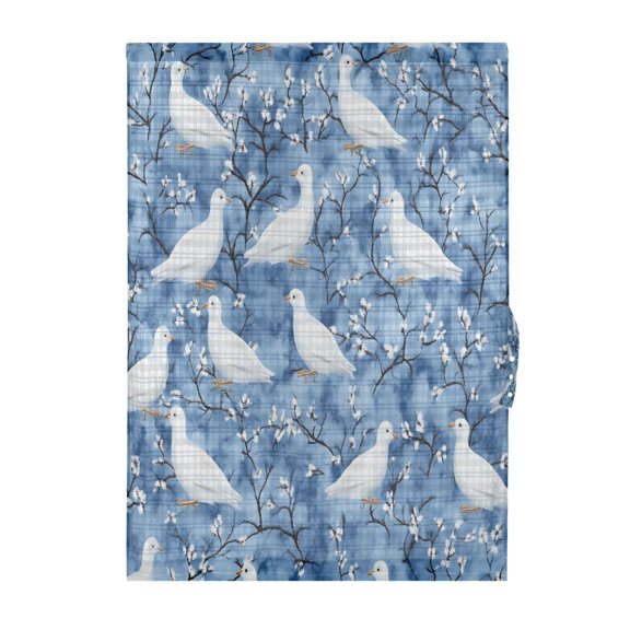 Doves Pattern Door Curtain 25x40in Privacy Mesh with UV Protection Tie Back Rod Pockets