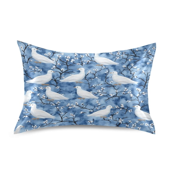 Doves Pattern Luxury Silky Soft Pillowcase Standard Size Wrinkle Resistant Envelope Closure 20x26in