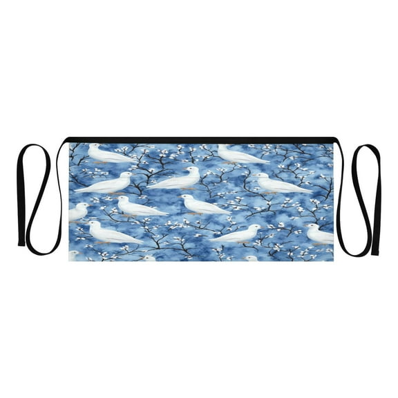 Doves Pattern Multi Pocket Short Apron Waterproof, Adjustable 96.5in Belt for various occasions