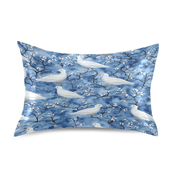 Doves Pattern Satin Pillowcase 20''x26'' Double-Sided Print Soft Wrinkle Resistant