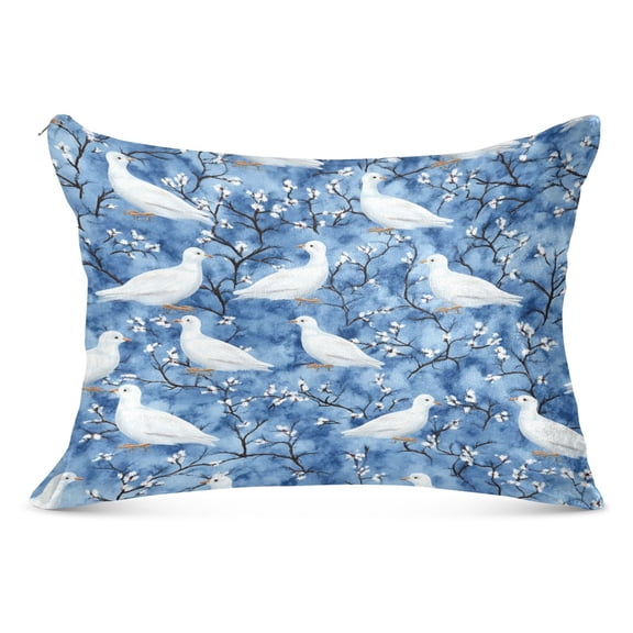 Doves Pattern Soft Plush Pillow Cover, Zippered Design, Comfortable for Bedroom and Sofa