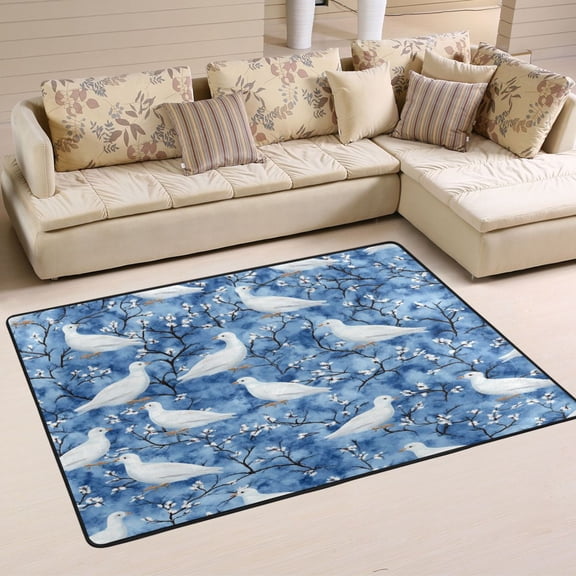 Doves Pattern Soft Polyester Area Rug 36''x24'', Non Slip, Memory Foam, Water Absorbent