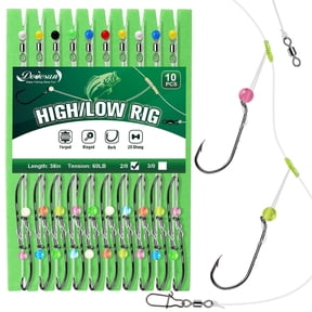 High Low Surf Fishing Rigs 2/0 Baitholder Hooks for Flounder Porgy Saltwater Bottom Fishing 10PCS