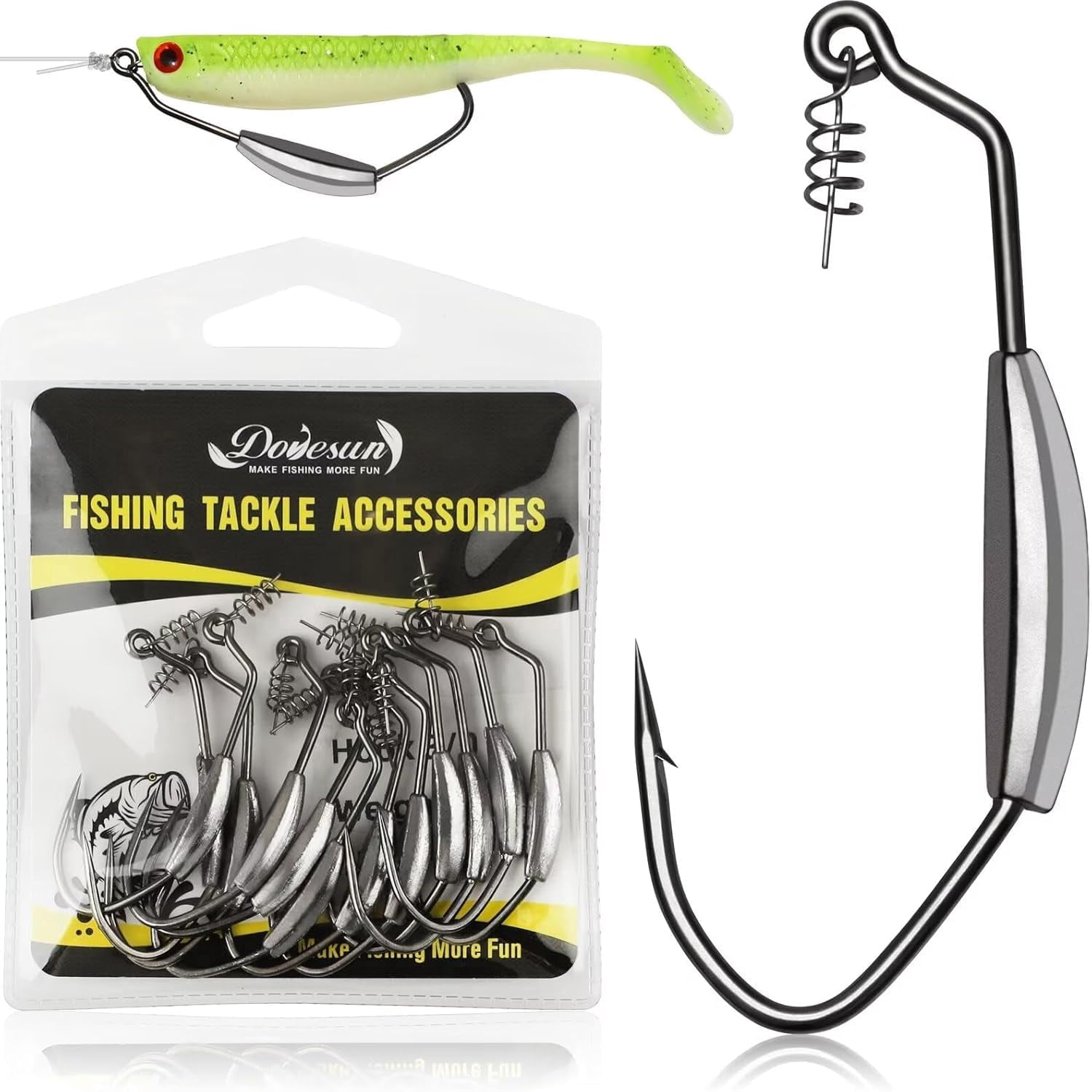bass fishing with weighted hooks 1/4oz Weighted Swimbait Hooks 5/0 Weedless Bass Fishing Hooks for Soft  Plastics 12PCS