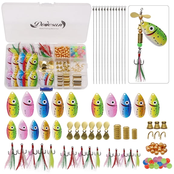 Dovesun 228PCS Inline Spinner Bait Making Kit with Smile Blades, DIY Fishing Lure Kit with Box