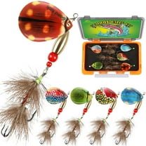 Dovesun 5 PCS Inline Spinner Baits Kit for Trout, Bass, Pike Fishing with Tackle Box – 1/4oz