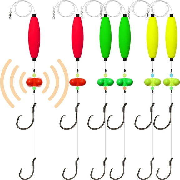 6 pack Pre-Tied Catfish Rigs with 5/0+8/0 Double Circle Hooks, Dovesun Santee Rigs for Big Catfish