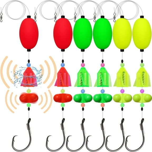 6PCS Dovesun Santee Catfish Rigs with Rattle, Bells, Floats, 6/0 Hooks for Catfish Fishing