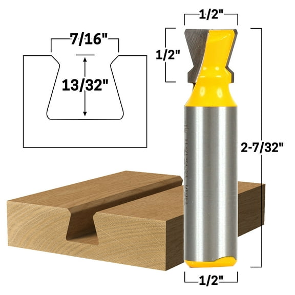 Dovetail Jig Groove Router Bit - 1/2" Shank - Yonico 14010