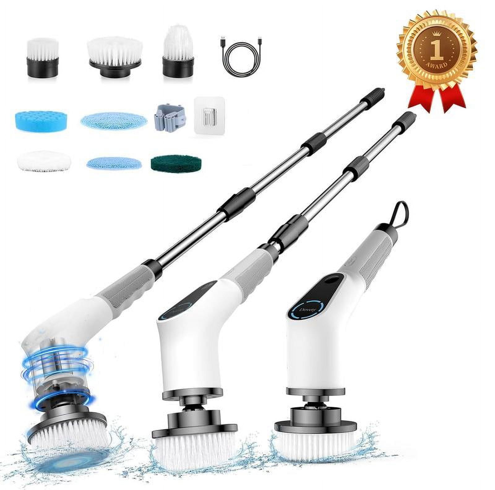 White Cordless Electric Spin Scrubber with 8 Brush Heads