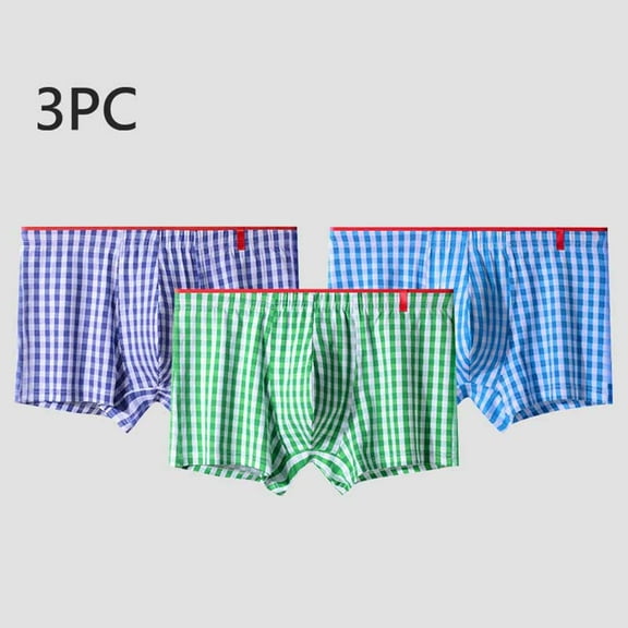 Dovford 3 PC Men Cotton Woven Boxers Button Fly Boxer Shorts Low Rise Lounge Boxer Trunks