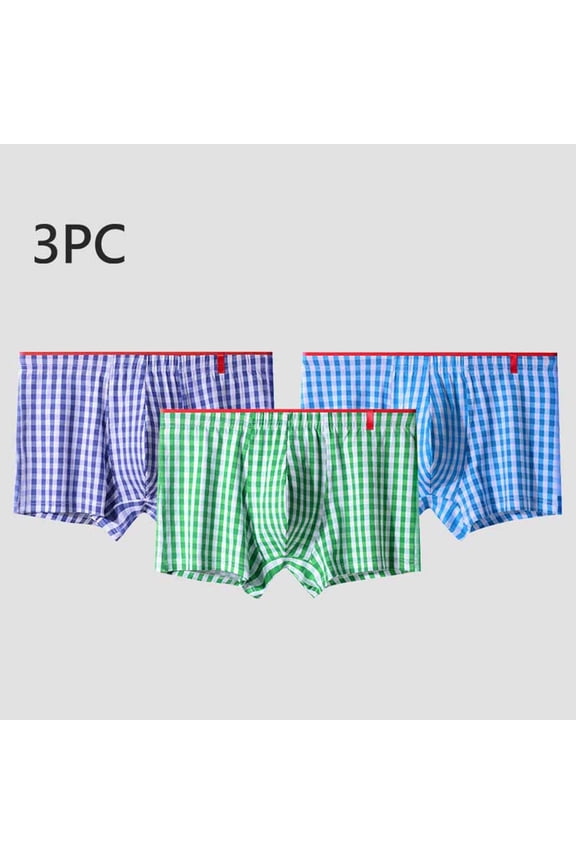 3 PC Men Cotton Woven Boxers Button Fly Boxer Shorts Low Rise Lounge Boxer Trunks