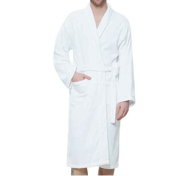 Dovford All-Cotton Bathrobe Thick Plush Cloth Housecoat Terry Toweling, Sweat Steaming Clothes for Mens Comfortable & Warm