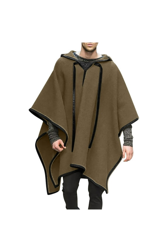 Alpaca Poncho for Mens Pancho Mexican Hooded Cowboy and Western Ponchos Adult Blanket Vintage Hoodie Pullover Coat