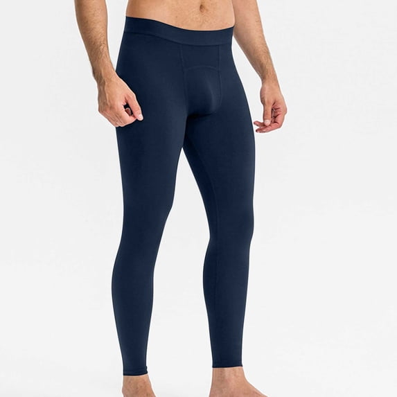 Dovford Athletic Compression Pants for Men Sport Football Running Tights Base Layer Leggings(No Pocket)Navy&M
