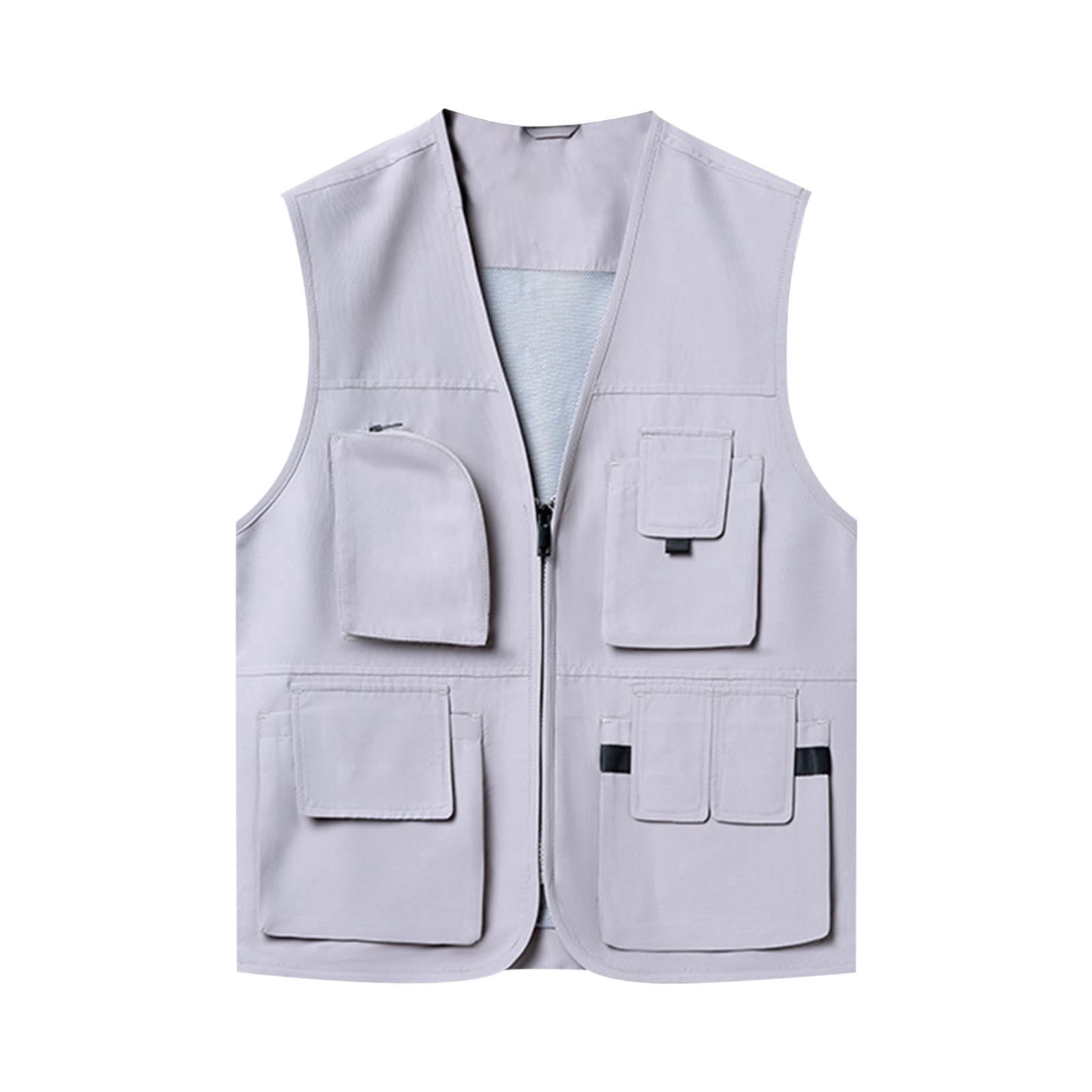 Dovford Breathable Mesh Zip Cargo Vest,Men Casual Multi-Pocket Vest ...