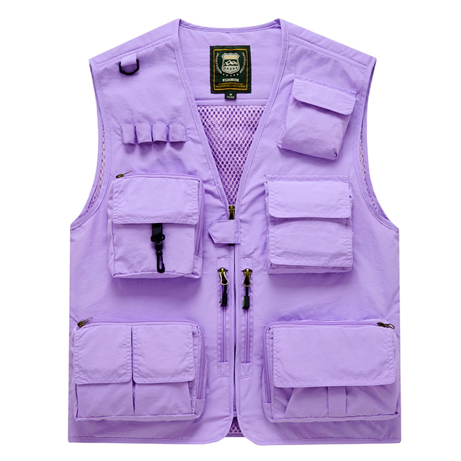 Dovford Breathable Mesh Zip Cargo Vest,Men Casual Multi-Pocket